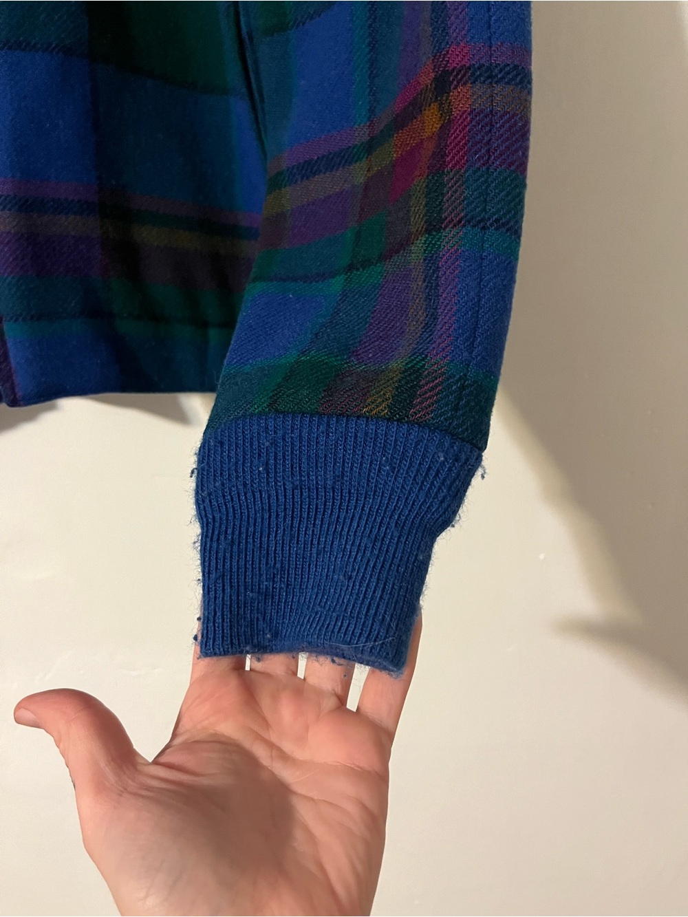 VTG Pendleton Wool Blue and Green Plaid Bomber Jacket - Made in USA - Picture 3 of 7